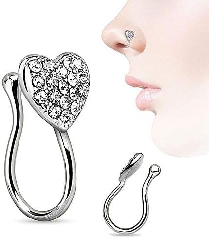 QWALIT Fake Nose Ring Fake Septum Fake Nose Rings for Women Fake Nose Piercing Fake Septum Ring Fake Septum Piercing Faux Nose Rings for Women Fake Nose Ring Hoop Fake Lip Ring 11-mix -silver single