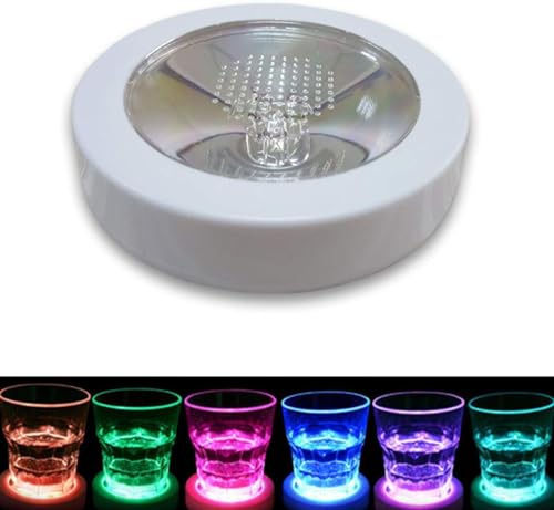 ハーバリウム ライトアップ コースター LED レインボー ディスプレイスタンド ゆっくり色が変わる ハーバリウム飾り 台座 電池式 -