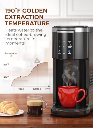 COWSAR Single Serve Coffee Maker, K Cup Coffee Brewer for Capsule and Ground Coffee, Commercial Coffee Machine with 40 Oz Water Tank, 5 Brew Sizes Up To 14 Oz, Ideal for Home/Office, Black - Image 5