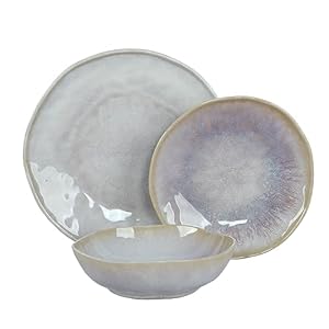 WeHome – Servizio Piatti 6 Persone, Set 18 Pezzi Colorati in Ceramica, Moderni, Lavabile In Lavastoviglie, Compatibile Con Forno A Microonde (Glicine)