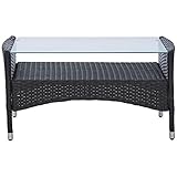 Ultranatura Rattan Set mit Glastisch, schwarz / grün - 4