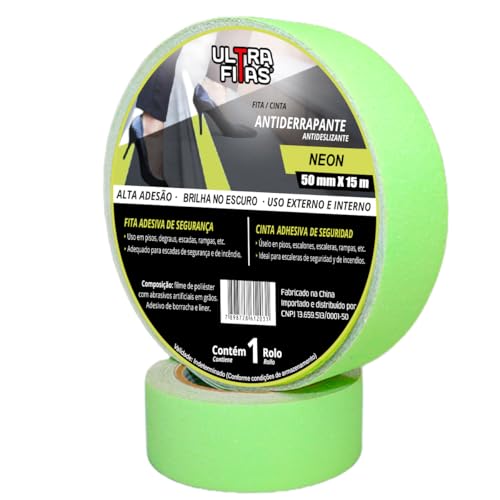 Fita Adesiva Antiderrapante Neon Vagalume 15 Metros Piso Escada Rampa Externo