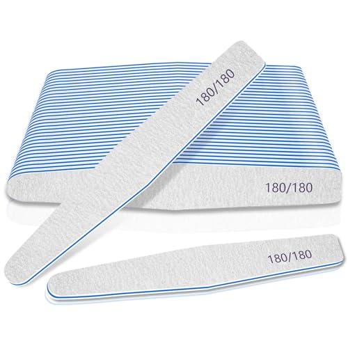 Nail Files for Acrylic Nails, 12pcs Pack Nail File 180/180 Grit Double Sided Emery Boards for Nails Washable Coarse Nail Files Professional Manicure Pedicure Tools