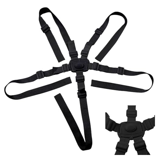 Universal 5 Point Harness Strap Belt,Baby Harness Seat Strap Holder for Most 5 Point High Chairs,Stroller Pram Buggy Pushchair(Black)
