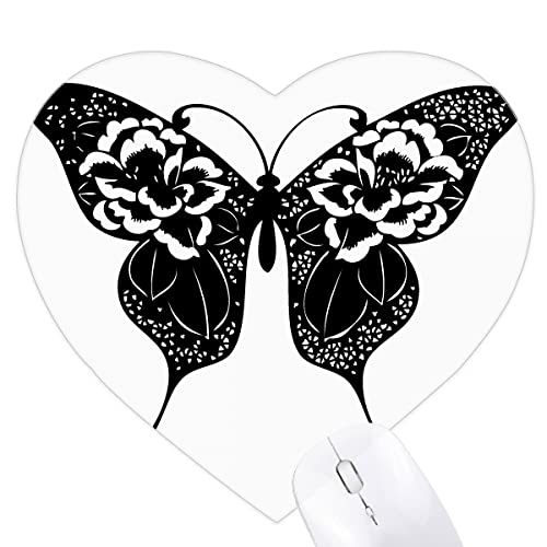 Tapis de souris coeur ailes de papillon et rose idée cadeau déco bureau esthétique