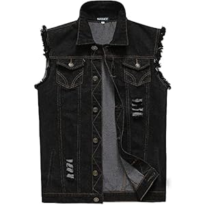 NASKY Men’s Fit Retro Ripped Denim Vest Sleeveless Jean Vest and Jacket