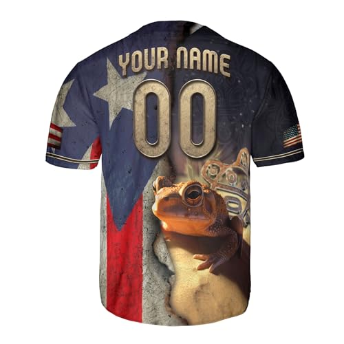 Jersey personalizado de Puerto Rico para hombre, camiseta de béisbol con bandera americana personalizada miniatura 5