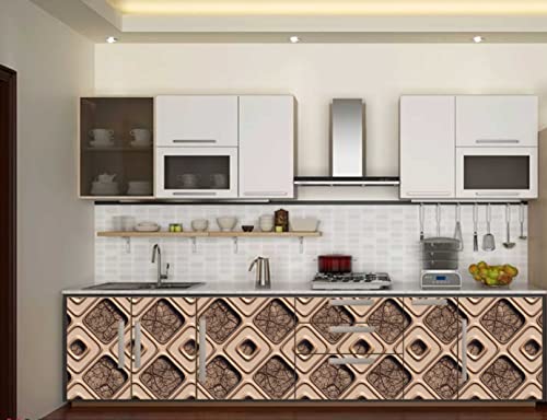 Image of CABANA HOMES Wall Stickers Botanical DIY 3D Wallpaper for Decals (45 x 125 cm, 2 Rolls) (12 sq. ft) Decorative Self Adhesive Wardrobe, Bedroom, Furniture, Door, Living Room, Brown