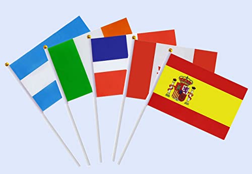 200 Country Flags Countries Hand Held Flags On Stick Small Mini International World Country Flags 5X8 Inch World Countries On Every Continent Flag, School Sports Clubs, Decorations For Parades World Cup（200 Country Flags） #TOP2