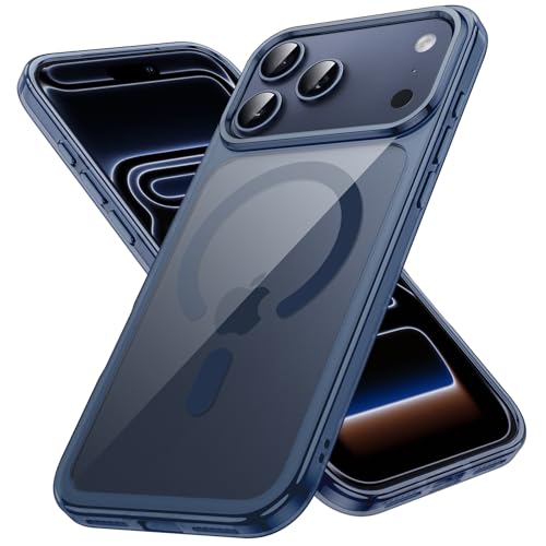 Image of JETech Magnetic Case for iPhone 17 Pro Max 6.9-Inch Compatible with MagSafe, Shockproof Phone Bumper Cover, Anti-Scratch Clear Back (Deep Blue)