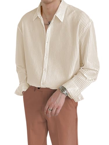 Image of GRECIILOOKS Men's Formal Button Down Shirt - Slim Fit Polycotton Shirt's for Men | Textured Full Sleeve| Business & Meeting Ready (Available in Plus Size)