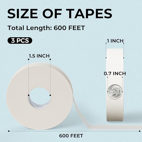 Image of JusArt 3 Packs Artist Tape for Watercolor Paper, 1 inch Wide Total 600FT Long, White Art Tape for Masking, Framing, Painting, Acid Free, Low Tack
