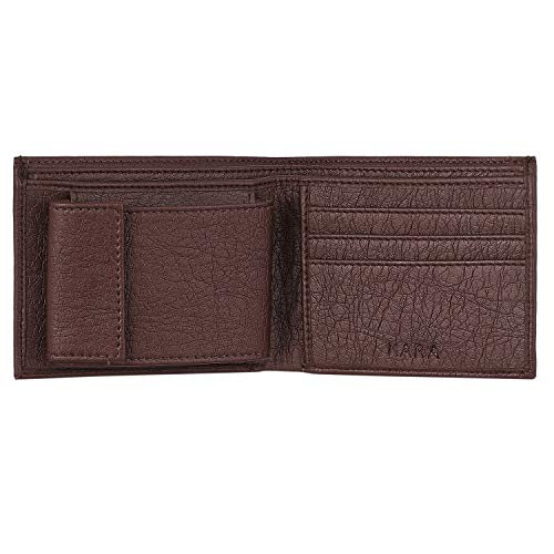Image of KARA Brown Men's Faux Leather Wallet - Bifold Wallet for Men with De-Attachable Card Holder Sleeves