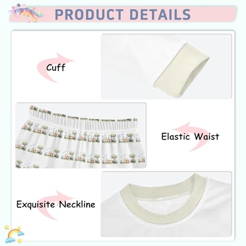 Cartoon Pajamas Set A Cute Cartoon Animal Group Long Sleeve PJs Cotton Jammies Sleepwear Top and Pants Multicolor4