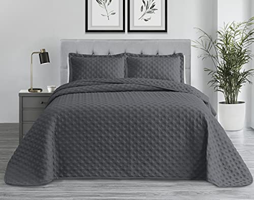 Phrixus Oversized King Quilt (118"X106"), Bedspreads King Size Grey Quilt Cover, Light Weight Soft Microfiber All Season Coverlet Modern Style, King/Cal King #TOP1