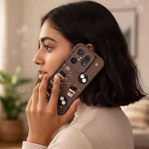 Image of DARKFIT Back Case Cover Compatible for Vivo X200 FE 5G | Cute Fun Cartoon 3D Ball | Coffee Silicone Case | Case Cover with Camera & Body Protection | Shock Proof | for Vivo X200 FE 5G | Color Brown