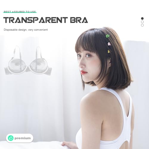 BESTYASH Women's Disposable Clear Strap Bra - Transparent See-Through, Anti-Slip, Comfortable, Size 342