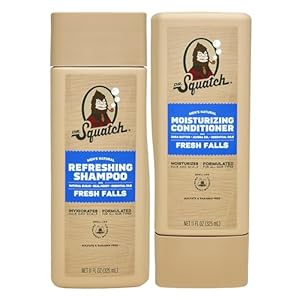 Dr. Squatch Natural Hair Bundle for Men – Healthy, Full Looking Hair – Fresh Falls Shampoo (11 fl oz), Fresh Falls Conditioner (11 fl oz)