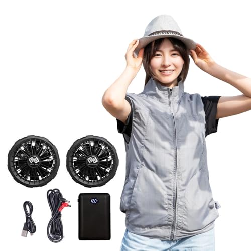 [SPEED ORANGE] 2025年最新 スリム空調ベスト ファン付きベスト レディース 女性 おしゃれ フルセット 空調作業服 空調ウェア [グレンチェック/サイズL]のサムネイル