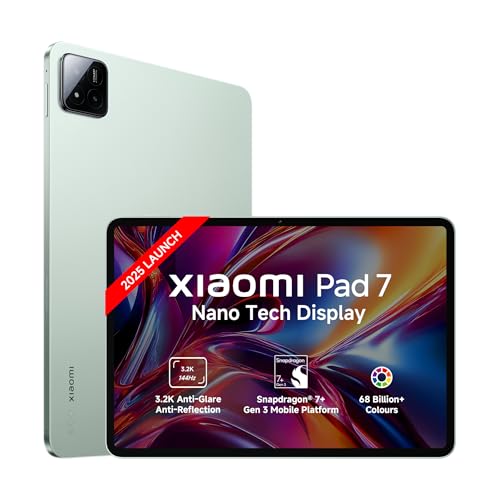 Xiaomi Pad 7 Nano Texture Display Edition|Anti-Reflective|Anti-Glare|Snapdragon 7+ Gen 3|3.2K Display (28.35 cm /11.16") Tablet|12GB, 256GB|HyperOS 2|68 Bn+ Colours|Dolby Vision Atmos|Sage Green
