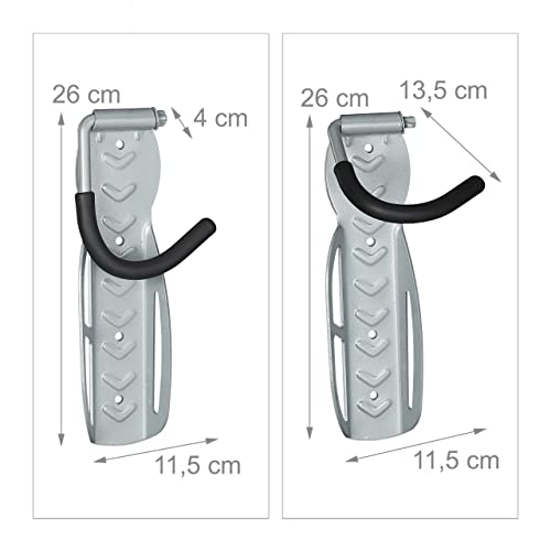 Soportes de bicicleta para pared plegables en set de 4 ganchos grises hasta 25 kg 5