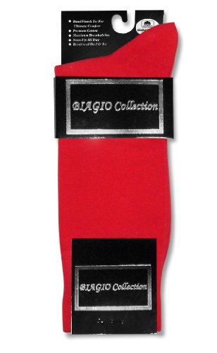 3 Pair of Biagio Solid RED Color Men's COTTON Dress SOCKS3