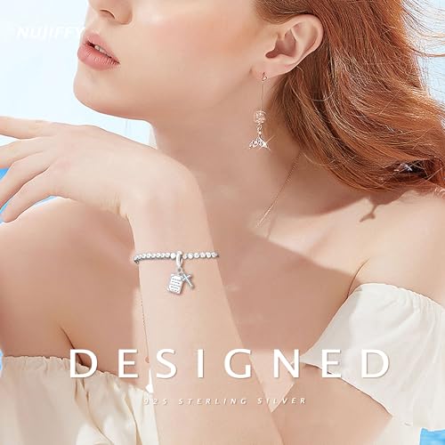 925 Sterling Silver Beads for Bracelets & Necklaces, Bible Cross Book Charms, Birthday Graduation Jewelry Gifts for Women Men Lover4