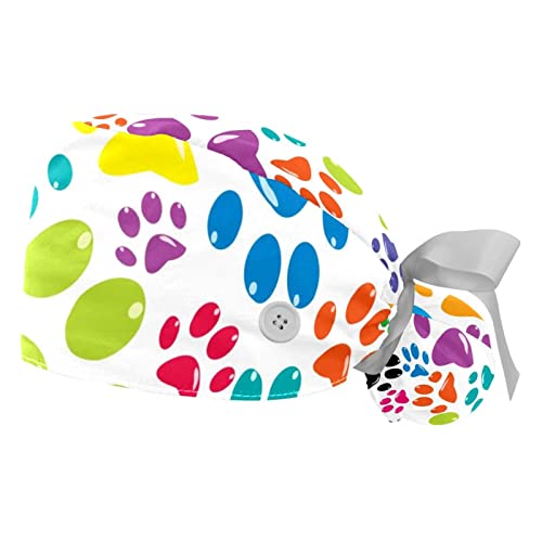 Chapeaux bouffants JDEZ : lot de 2 casquettes de travail ajustables à motifs pattes colorées