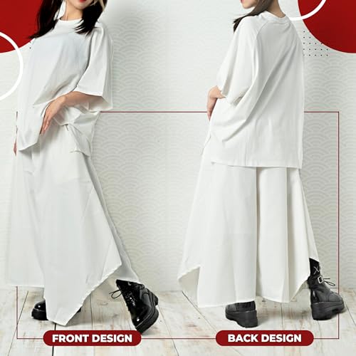 Womens Unisex Hakama Pants Skirt, Mode Black Wide-Leg Gaucho, Long Length, Streetwear, Fashionable Japanese Style3