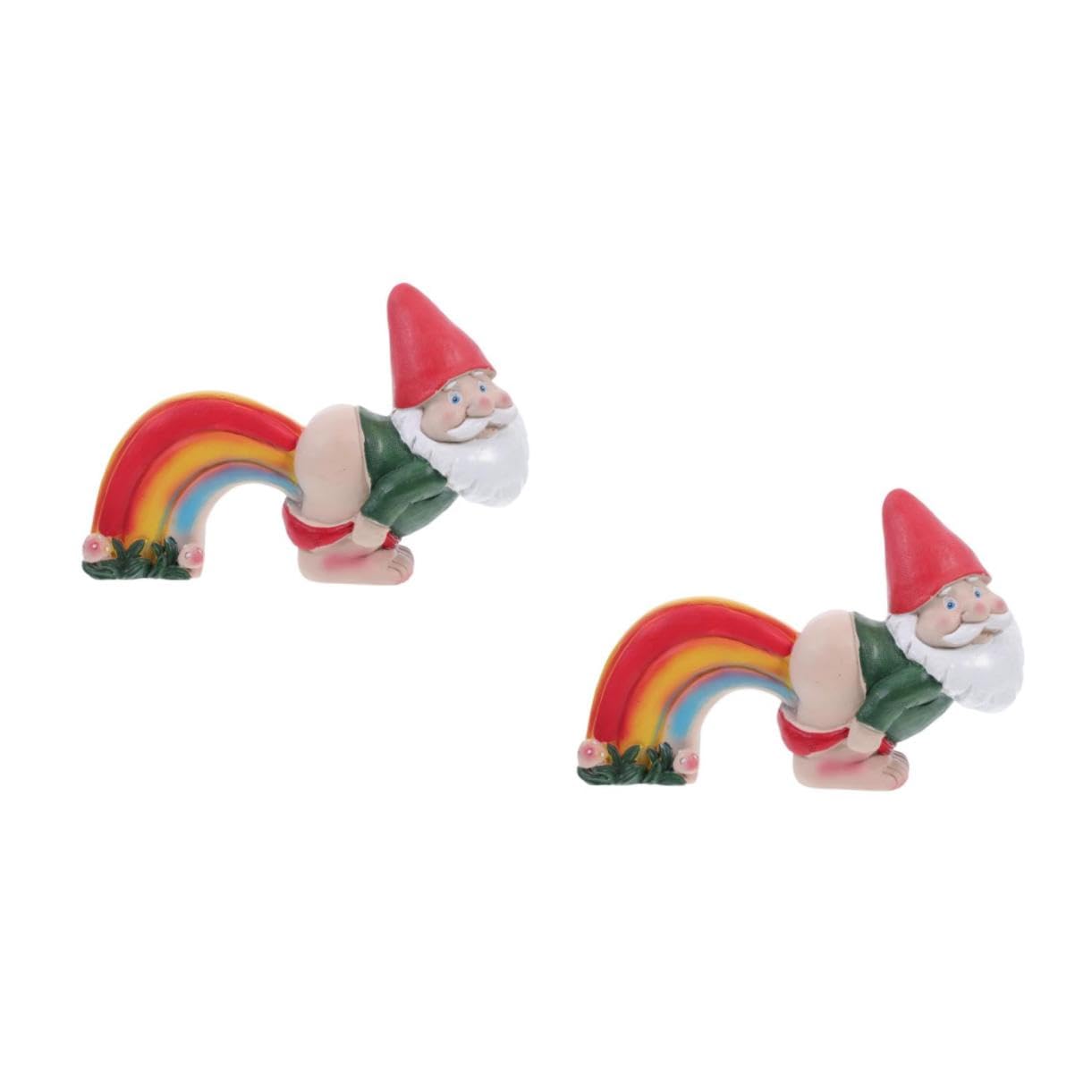 Mipcase 2 Krasnal Ogrodowy z Żywicy Figurka Dekoracyjna Stylu Tęczowym Uroczy Gnome Do Ozdoby Ogrodu i Wnętrza Idealny Halloween i Przyjęcia
