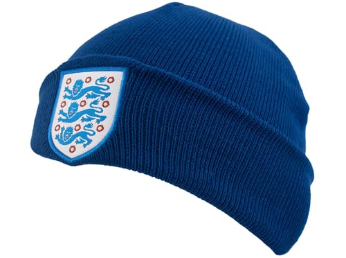 Hy-Pro Officially Licensed England Beanie Hat - Warm & Comfortable Winter Beanie Hats for Football Supporters - Cosy Navy Blue Hat with Team Logo