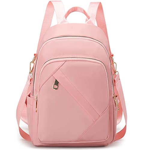 Veyarien Zaino piccolo da donna, in nylon, leggero, piccolo, casual, per donne, ragazze, all'aperto, viaggi, lavoro, campeggio, mini zaini impermeabili e piccoli, rosa, S