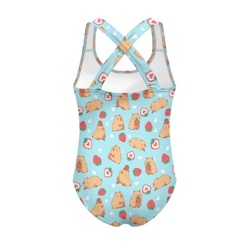 Image of One Piece Swimsuit for Girls Kids Quick Dry Bathing Suit with Crossback Strap Summer Beach Swimwear Size 5T-14
