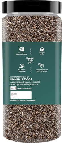 Image of BOKF Chia Seeds Natural & Raw | Rich in Omega-3, Fiber & Protein | Weight Management, Detox Drinks & Healthy Diet Superfood (250 g)