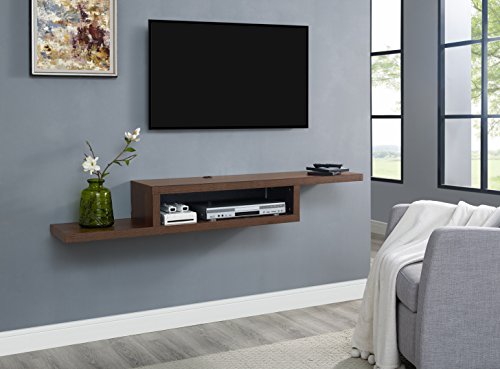 Martin Furniture Asymmetrical Floating Wall Mounted TV Console, Columbian Walnut -60inch - Thumbnail 3