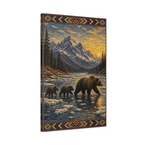 Toile ours grand format Décoration murale salon nature Tableau canvas vertical 50x75 cm