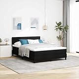 vidaXL Boxspringbett mit Matratze Schwarz 140X200 cm Stoff Langlebig Kompakt Elegantes Bettgestell Queen-Size Schlafzimmermöbel Bequeme Doppel-Set Schlaflösung