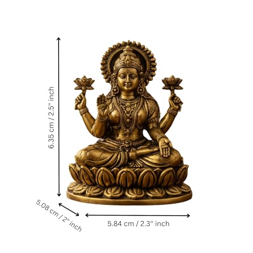 Image of eCraftIndia Golden Brass Goddess Maha Lakshmi Idol Laxmi Maa Murti Home Decor, Pooja Room Temple