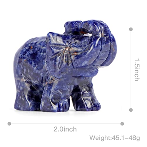 Smq Sodalite Crystal Elephant Statue,Hand Carved Healing Crystal Gemstone Blue Elephant Animal Figurine Crafts Gifts Decor For Home Office Desk #TOP3