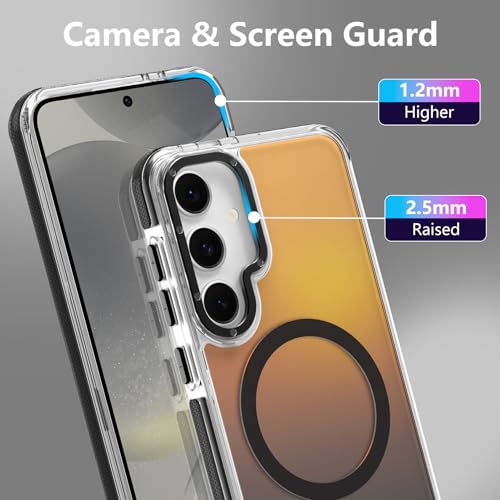 Image of Magnetic Case for Samsung Galaxy S24 Plus [Compatible with Magsafe] [Cute Fashion Fluorescent Design] [1 Screen Protector] Slim Translucent Matte Case for Galaxy S24 Plus 6.7 inch, Black