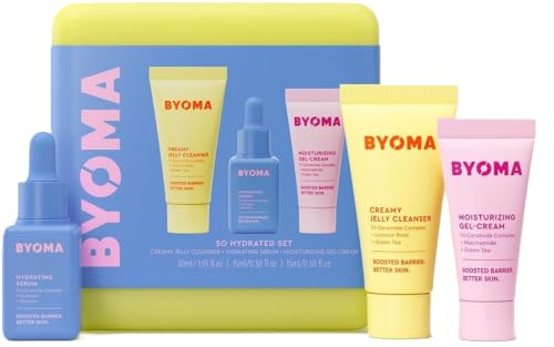 BYOMA So Hydrated Travel Size Gift Set - Barrier Repair Skincare Minis (30ml 15ml 15ml) Creamy Jelly Cleanser Hydrating Face Serum & Ceramide Face Moisturizer for Dry Skin | Holiday Essentials