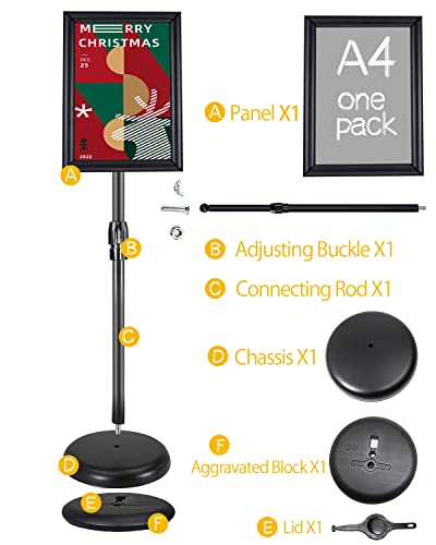 Burferly Sign Stands For Display, 1Pack Adjustable Sign Holder, 8.5 X 11 Inches Snap Open Sign Frame, Vertical & Horizontal View Displayed,Black #TOP4