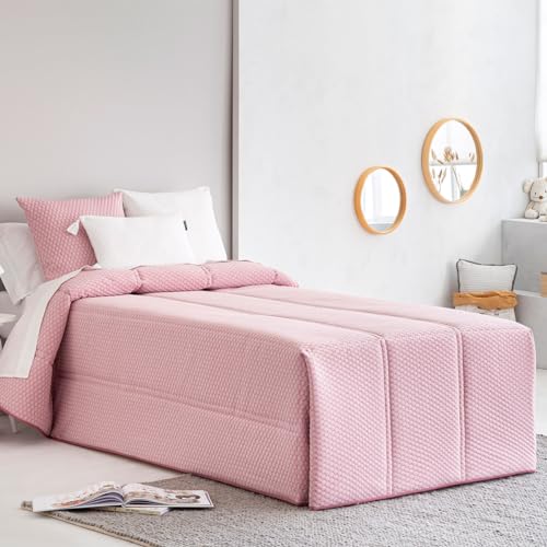 Lanovenanube Edredón Conforter Burbuja Rosa Para Dormitorios Juveniles E Infantiles, Meses De Frío Por Su Relleno De 200 Gr M2. Medida Cama De 105. Tejido Pique 40 Poliester 60 Algodón