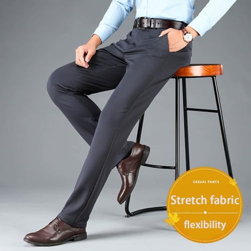 TimelessFlex- Men's High Stretch Straight Fit Pants, Calormas Slim Mens Pants, Silamone Stretch Pant Ice Silk Dress Trousers2