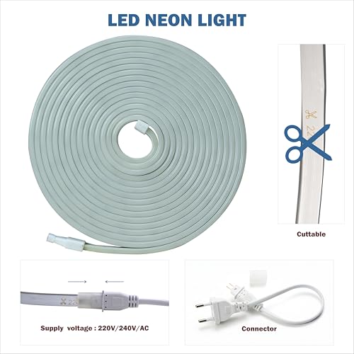 Image of Forus 40 Meter LED Neon Strip Light | Waterproof Outdoor Flexible & Cuttable Decorative LED Neon Lights for Indoor Wall Decor, Custom Name Sign, Diwali Lighting |Yellow 1Pc with 4 Connectors
