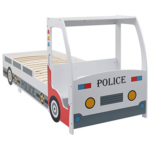 DIGBYS Kinderbett Polizei Auto Bett mit Schreibtisch 90x200 cm