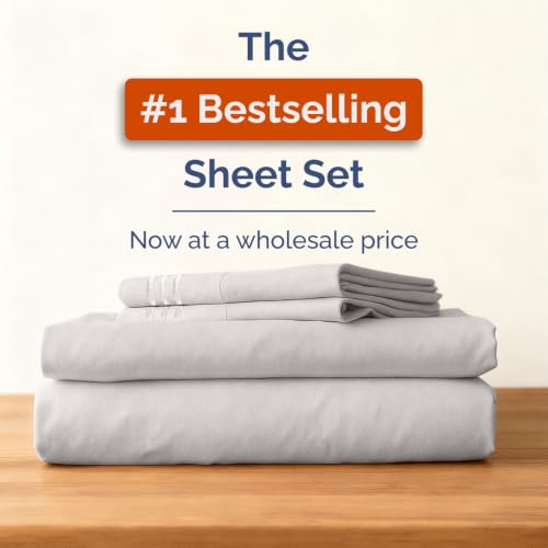 Bulk Case Pack of 12 King Size 4 Piece Sheet Sets, Deep Pocket - Light Grey by CGK Unlimited - Used condition - Image 2