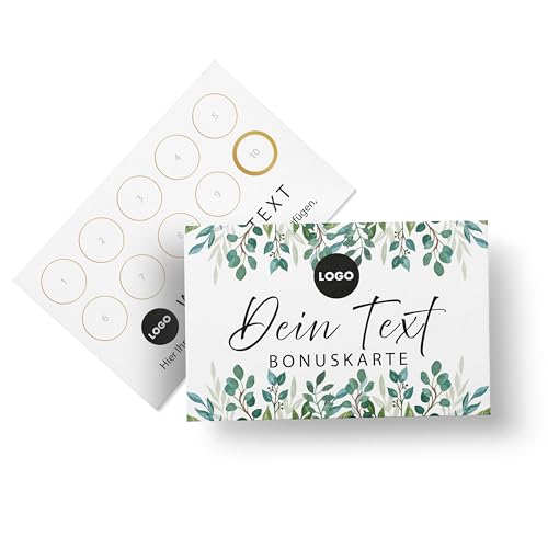Bonuskarten erstellen – 50 Stempelkarten mit Name, Logo personalisiert – gut stempelbar, beschreibbar – Treuekarten made in Germany – (Motiv 3)