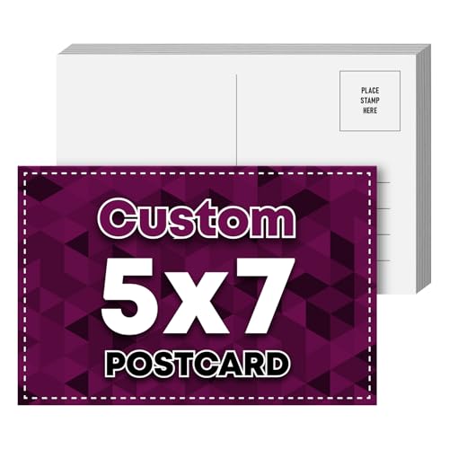 5" x 7" Custom Printed Postcards, Upload Your Text and Image, Personalized Printable Post Cards, 2 Sided Print on Thick Glossy Card Stock - Perfect for Direct Mail, Greetings, Invitations, etc (50)
