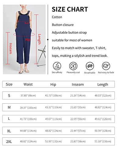 Arssm Women's Casual Cotton Wide Leg Overalls Baggy Jumpsuit With Pockets (Navyblue, Large) #TOP1
